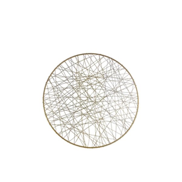H2H Metal Round Wall Art with Abstract Lines Design, Gold - Small H22502679